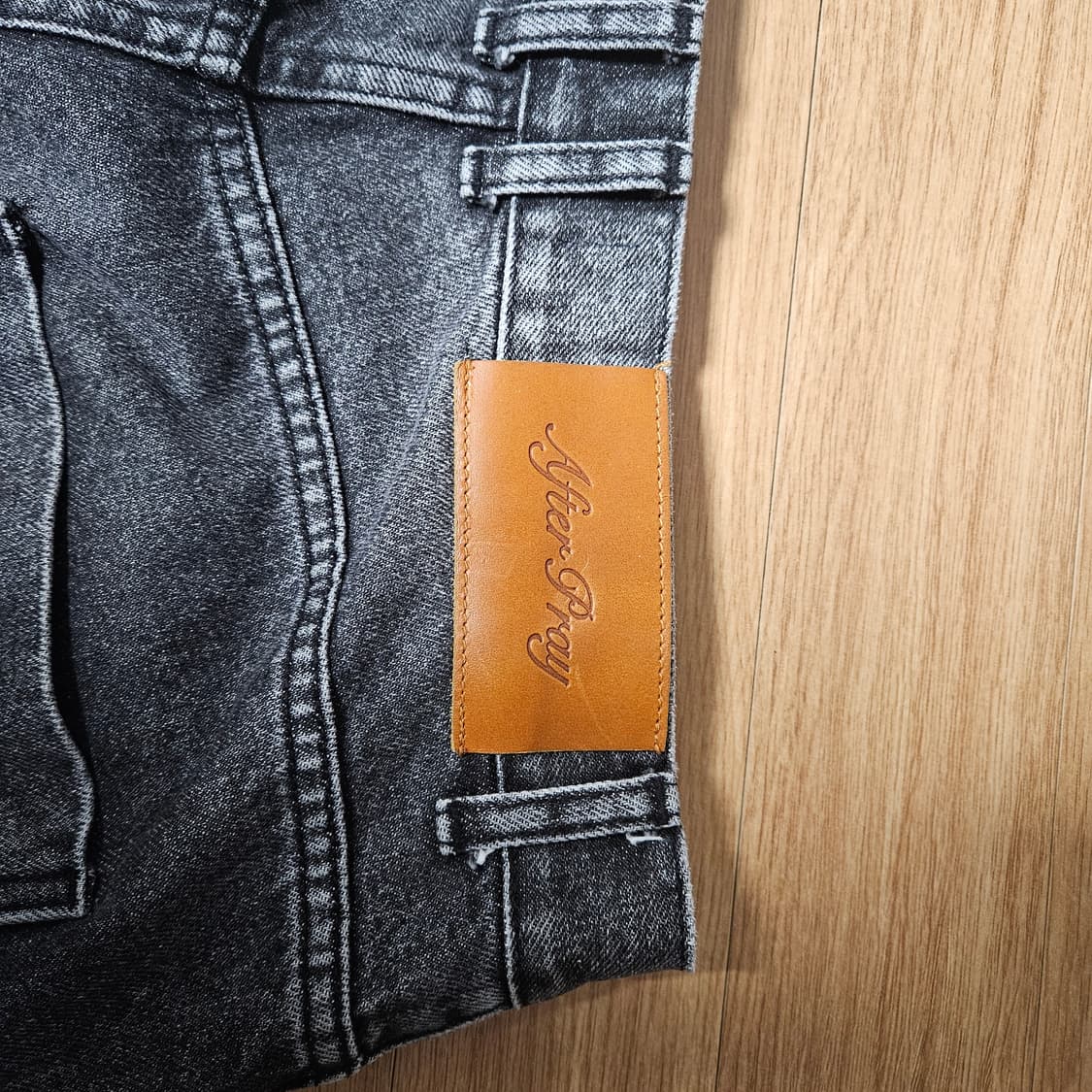 애프터프레이 스트레이트 워시드 데님 진스 차콜 m 상품이미지4