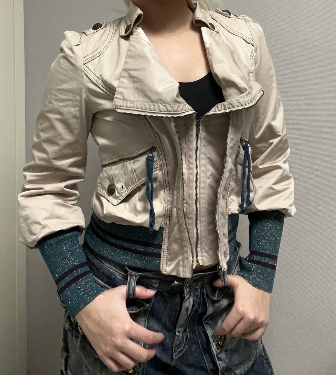 빈티지 y2k 와투케 투웨이 집업 자켓 상품이미지2