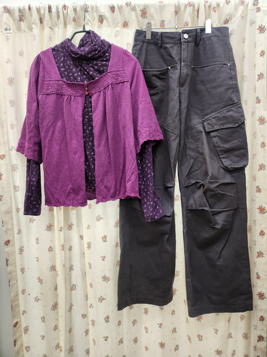 (카모메산장) 보라빛 카고바지 코디 (착샷있어요) 상품이미지1