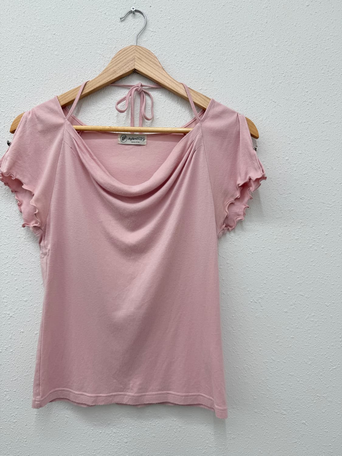 빈티지 Aylesbury 핑크 리본 드레이프 블라우스 상품이미지2