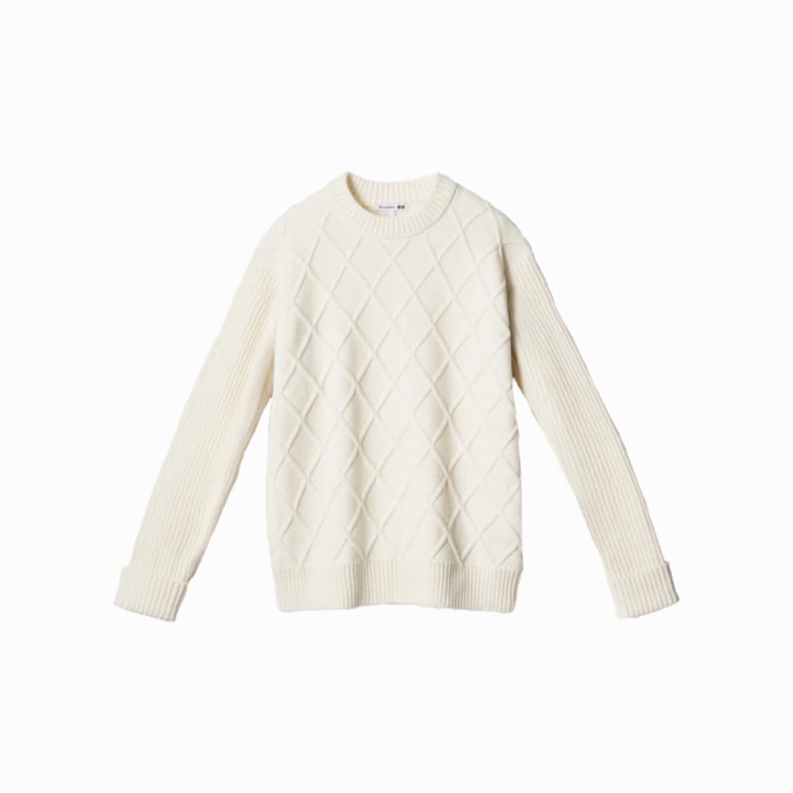 유니클로 x JW 앤더슨 다이아몬트 스티치 크루넥 스웨터  오프 화이트 상품이미지2