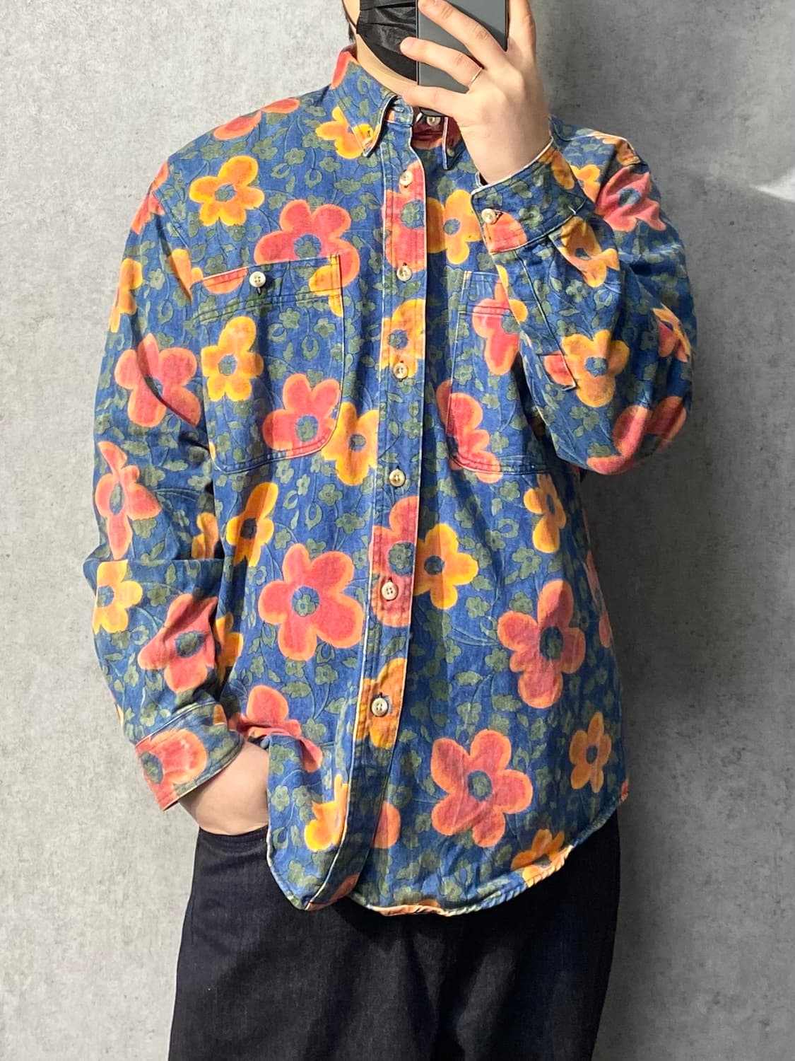 [L] 90s 타미힐피거 플라워 패턴 데님 셔츠 상품이미지8