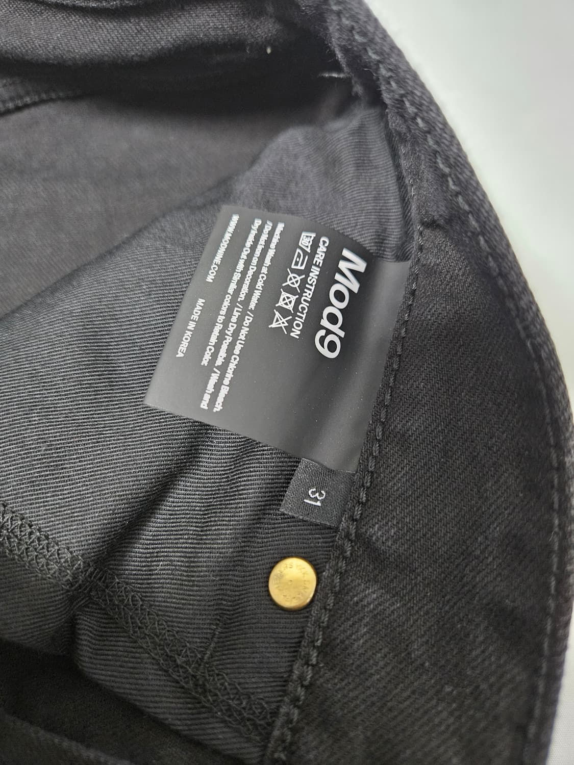 모드나인 MOD9 엔젤크로우 패치 데님팬츠 흑청 청바지 31 상품이미지5