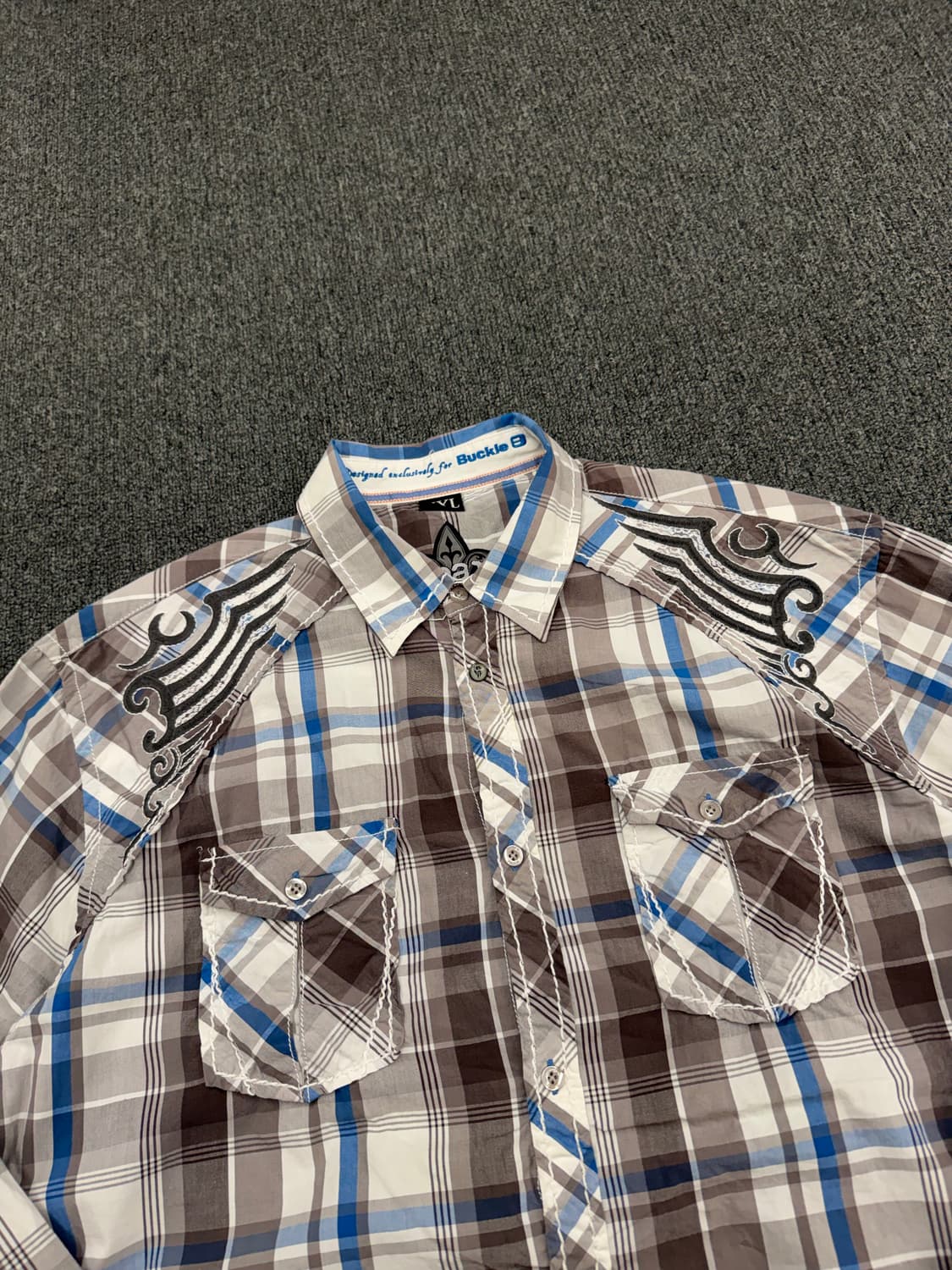 2XL)Roar 빈티지 자수 체크 긴팔셔츠 상품이미지3