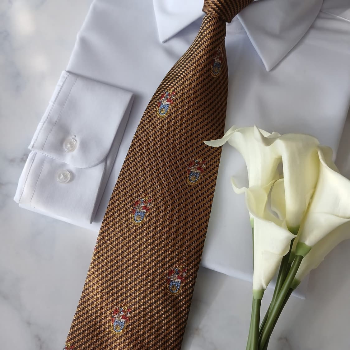 아쿠아스큐텀 실크 하운드투스 엠블럼 넥타이 9.9cm A+등급A18861 상품이미지6