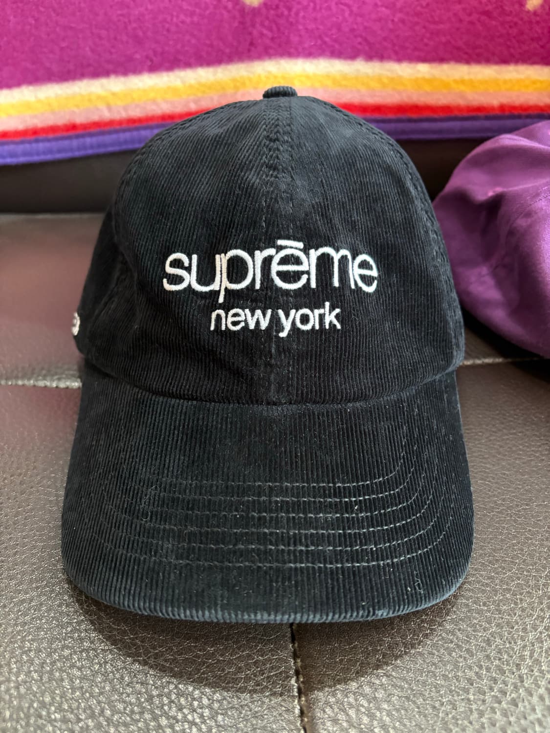 슈프림 고어텍스 코듀로이 클래식 로고 6-패널 캡 블랙 - 21FW 상품이미지2