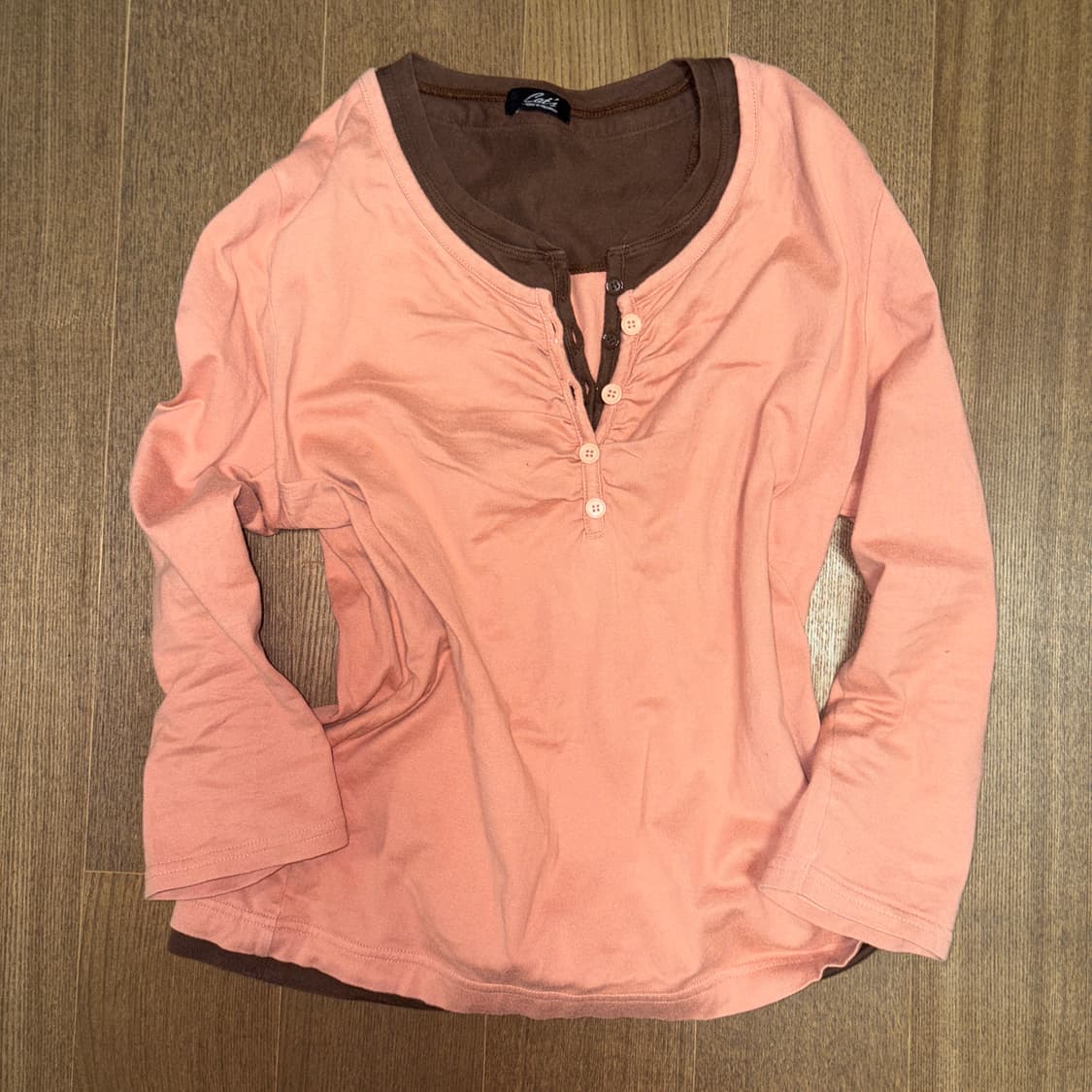 모리걸 하구미 인디핑크 브라운 7부 긴팔티 레이어드 상품이미지2