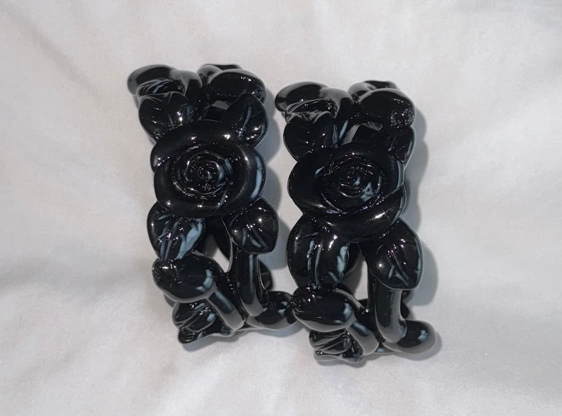 일본 고딕 엔틱 갸루 블랙 로즈 뱅글 팔찌 상품이미지3