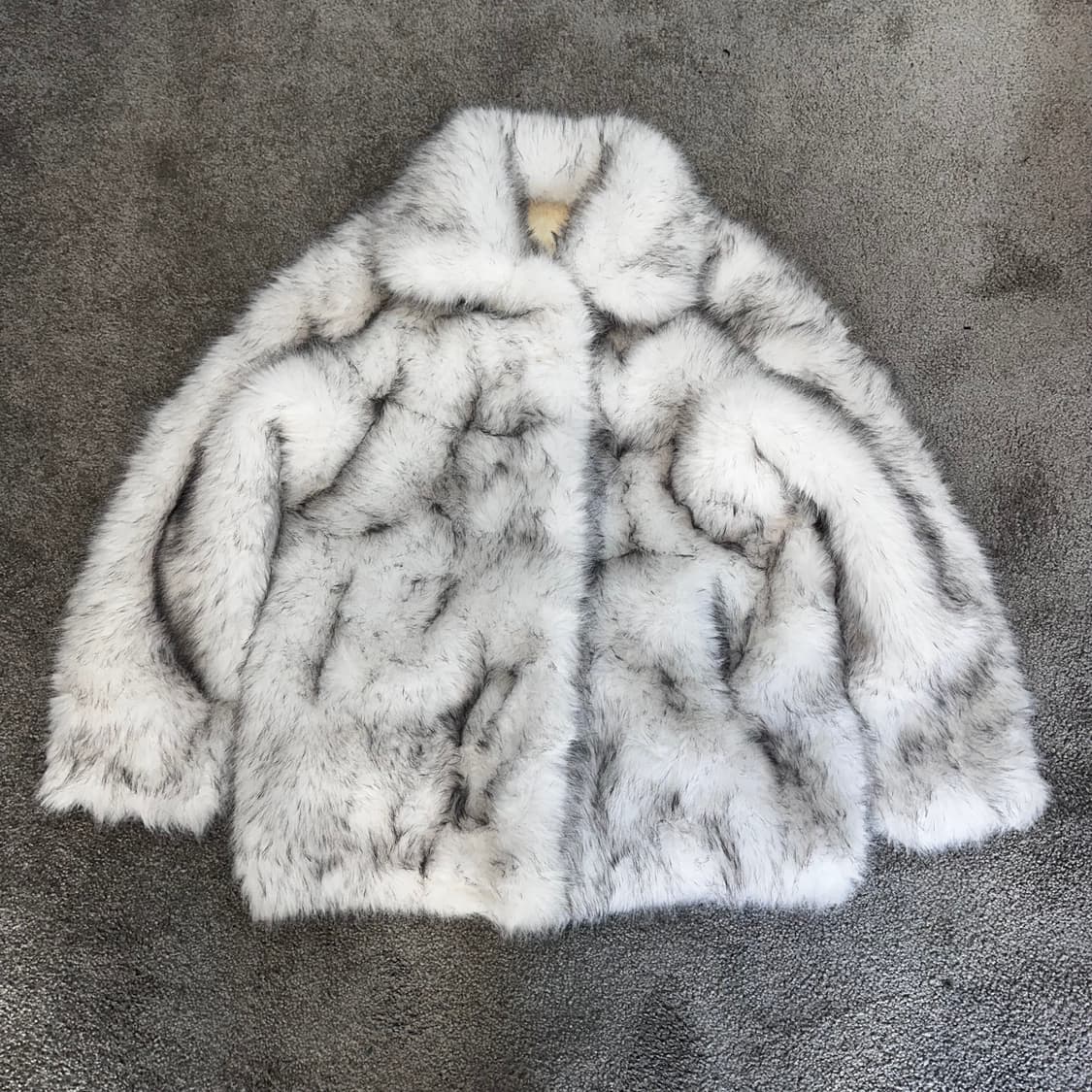 빈티지 화이트 믹스컬러 모조 모피 퍼 코트M-L 상품이미지2