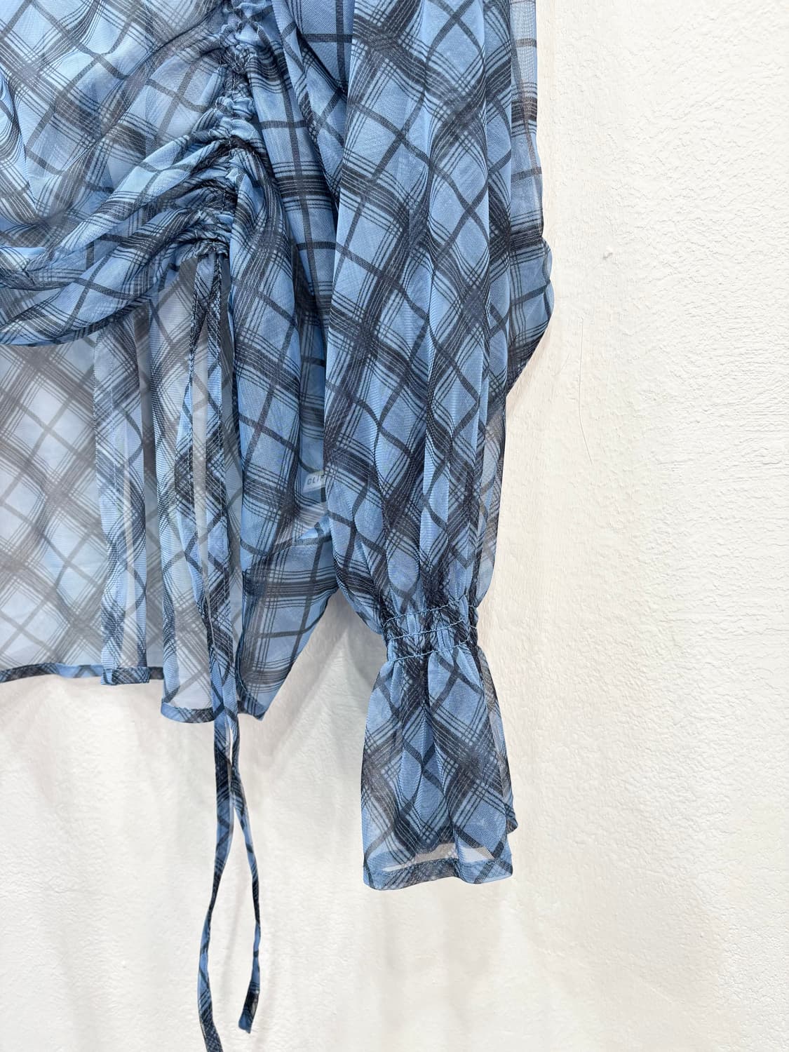 빈티지 시스루 체크 블라우스 상품이미지2