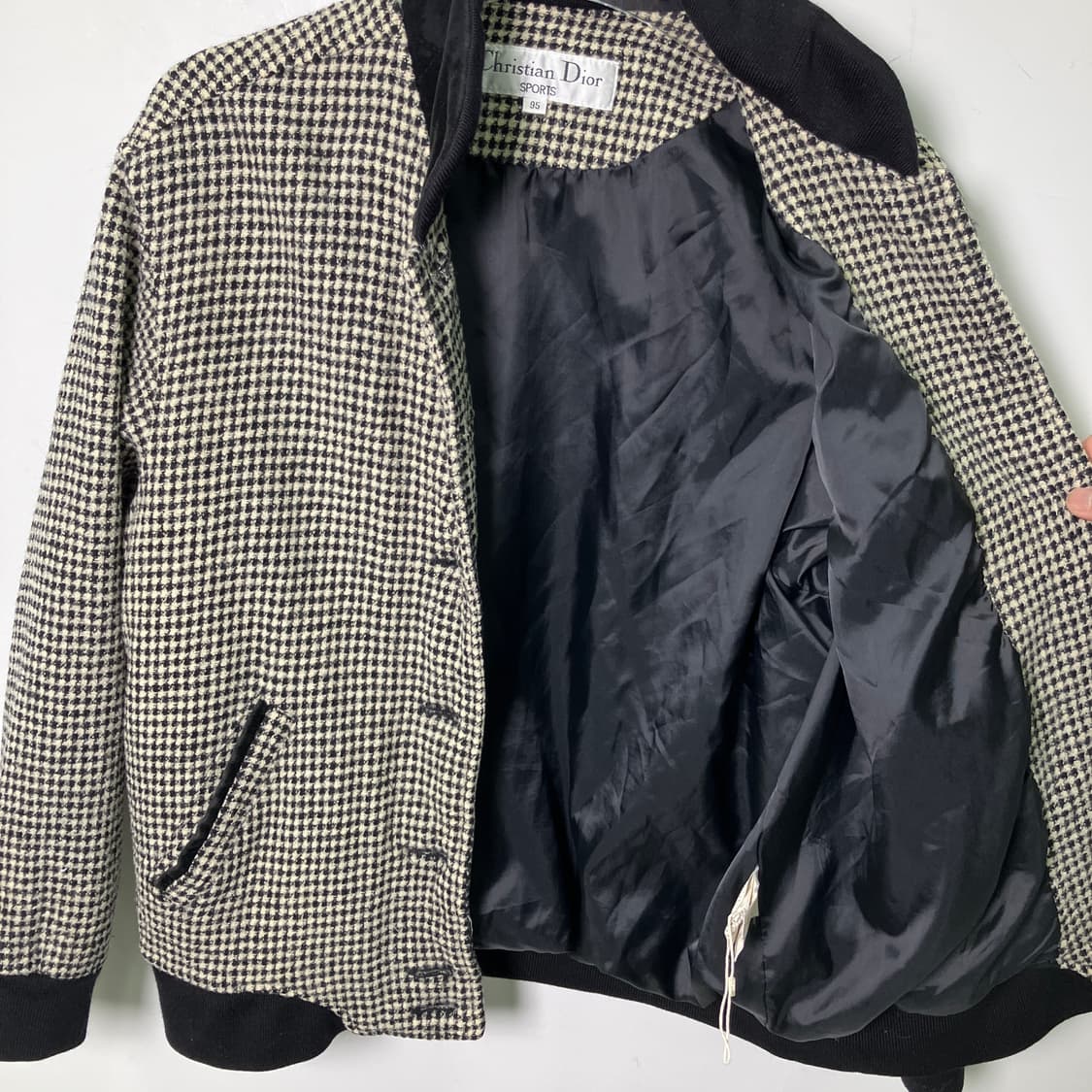 크리스찬 디올 로고 트위드 체크 블루종 빈티지 올드 모델 상품이미지3