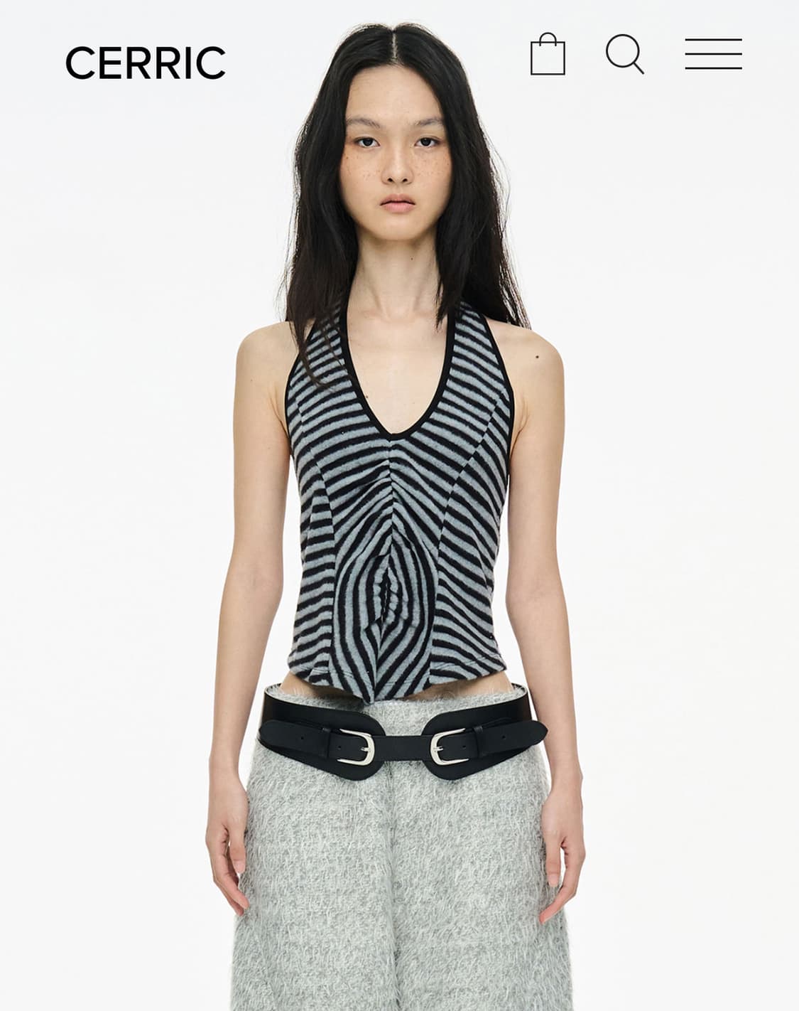 CERRIC Fluffy Stripe Sleeveless / Black 상품이미지1