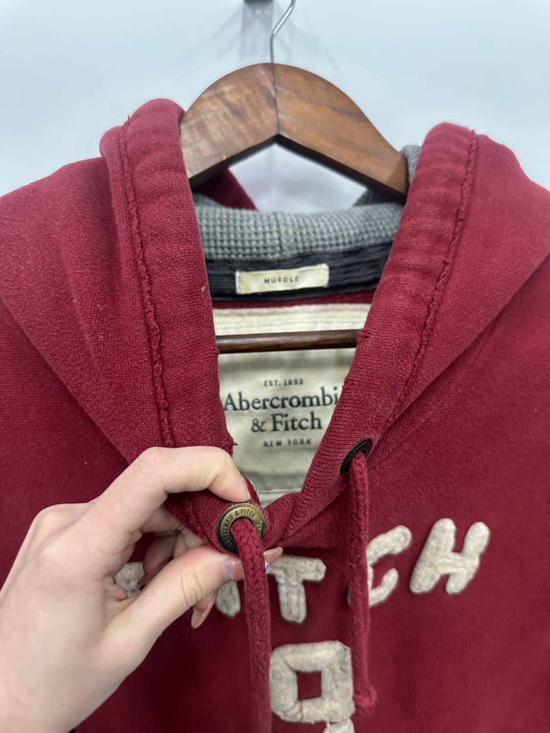 아베크롬비 버건디 후드티  상품이미지2