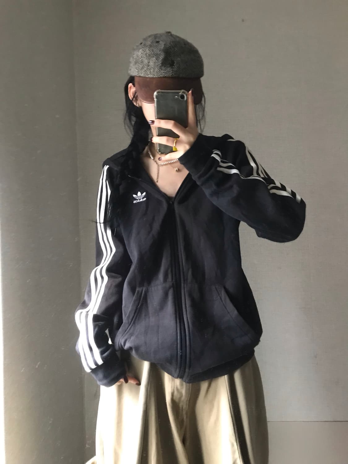 아디다스 블랙 오버핏 후드집업 상품이미지1