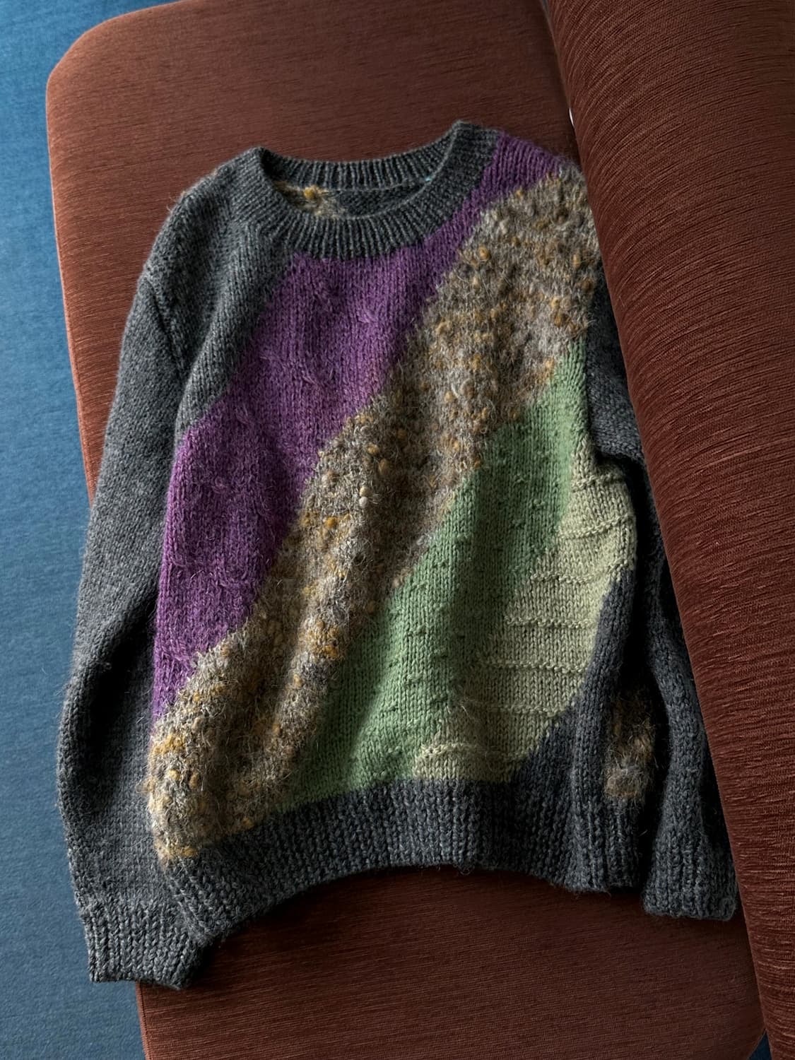 Boucle panel design pattern wide knit 상품이미지6