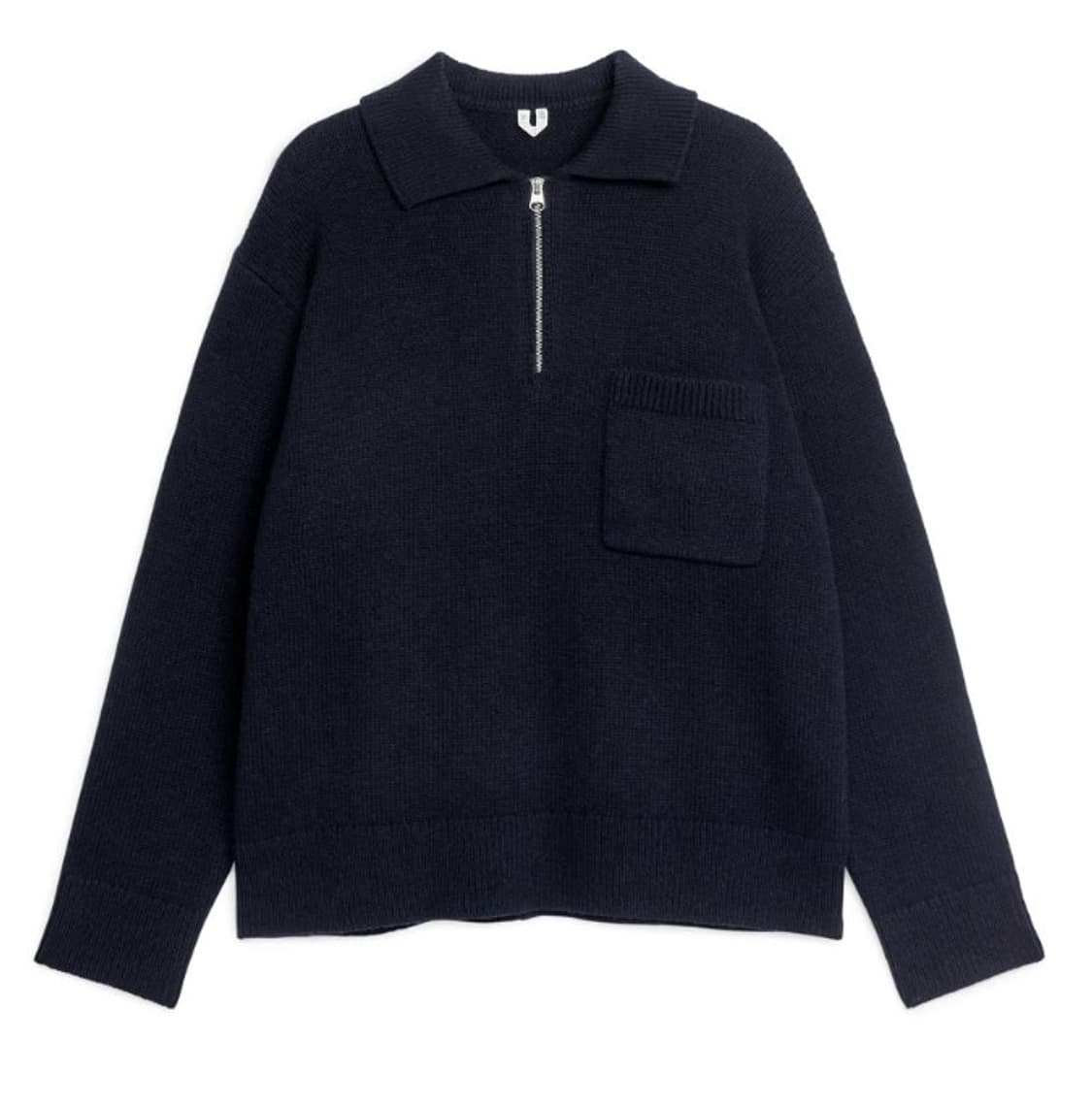 ARKET 아르켓 울 지퍼 폴로 셔츠 네이비 / L 상품이미지1