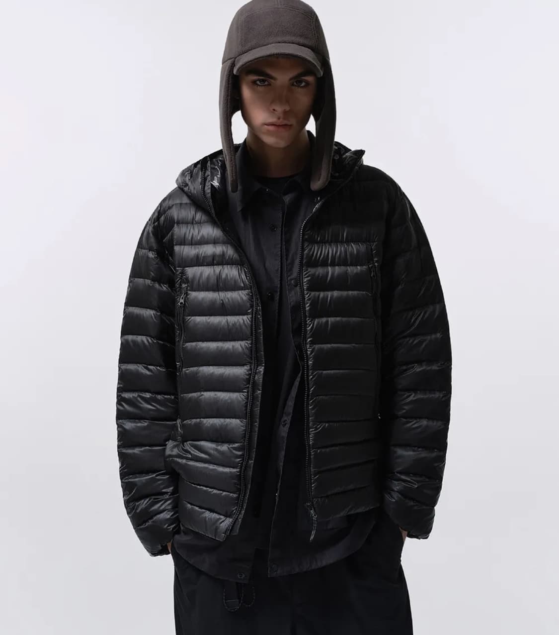 시티 레저 시어 립스탑 후디드 라이트 다운 재킷 [블랙] S  상품이미지1