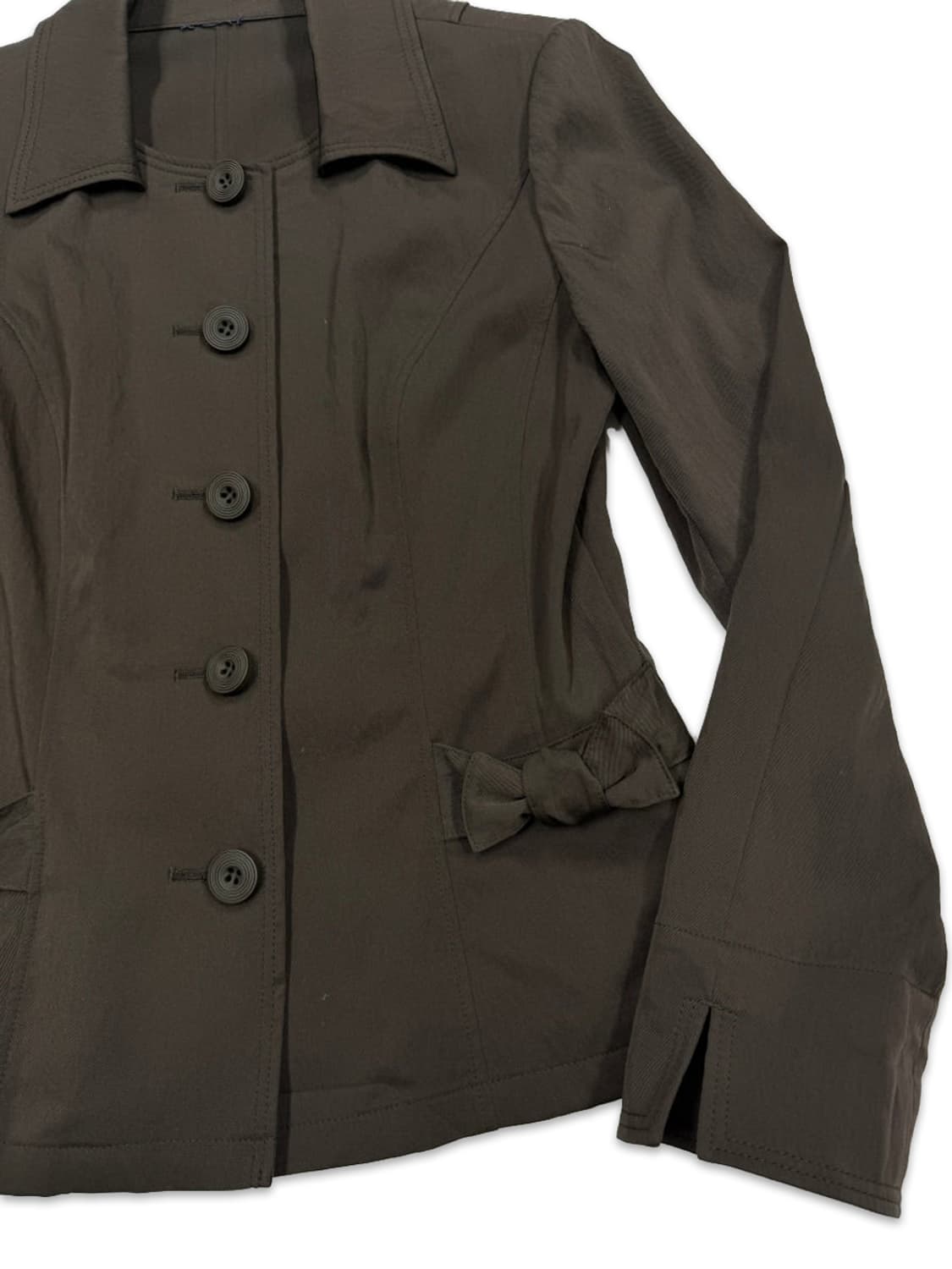 빈티지 브라운 슬림 라인 리본 자켓 상품이미지4