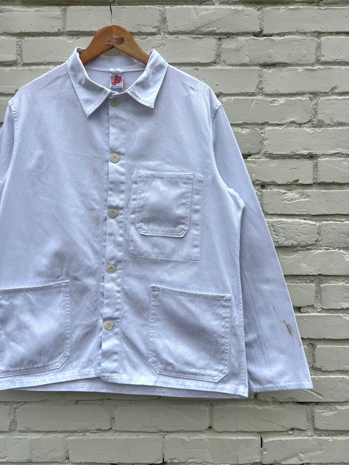 OLD VINTAGE WHITE "HBT" 헤링본트윌코튼 프렌치워크자켓 상품이미지5