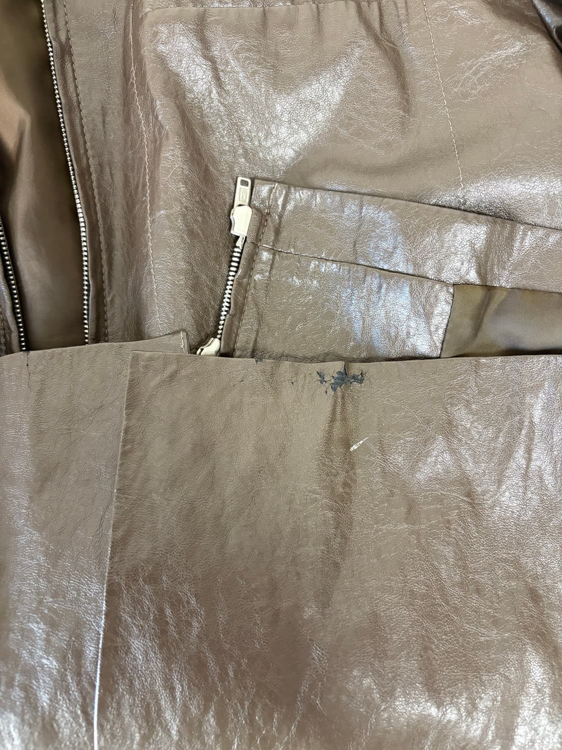 마뗑킴 보이핏 레더 자켓 브라운 상품이미지4