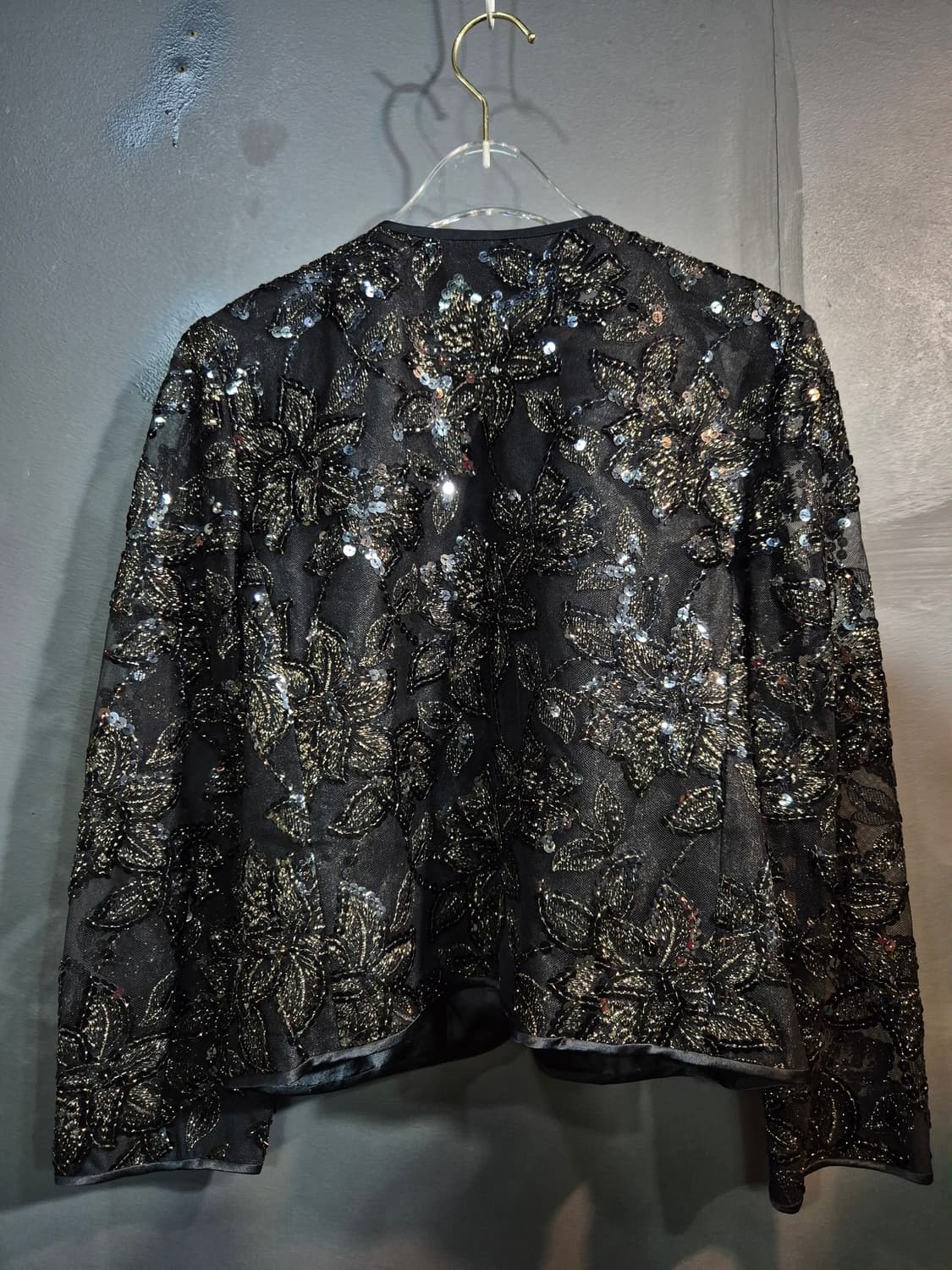 Roberto Capucci 꽃무늬 금빛 스팽글 자수 시스루 자켓 S 상품이미지2