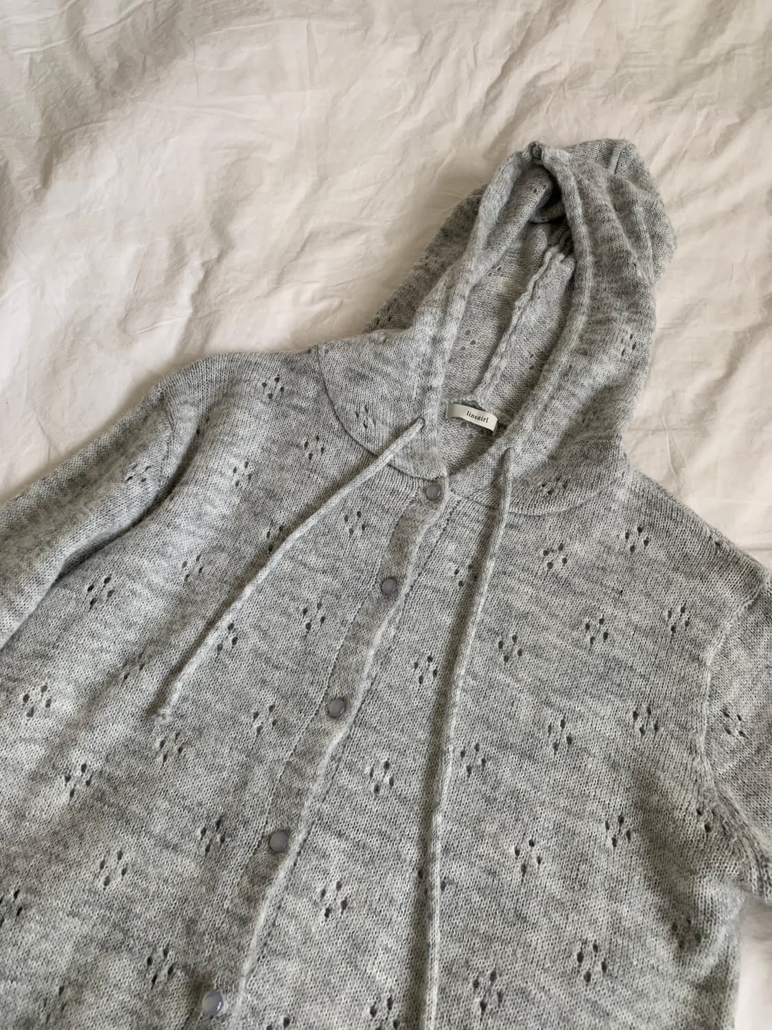 그레이 펀칭 니트 후디 상품이미지4