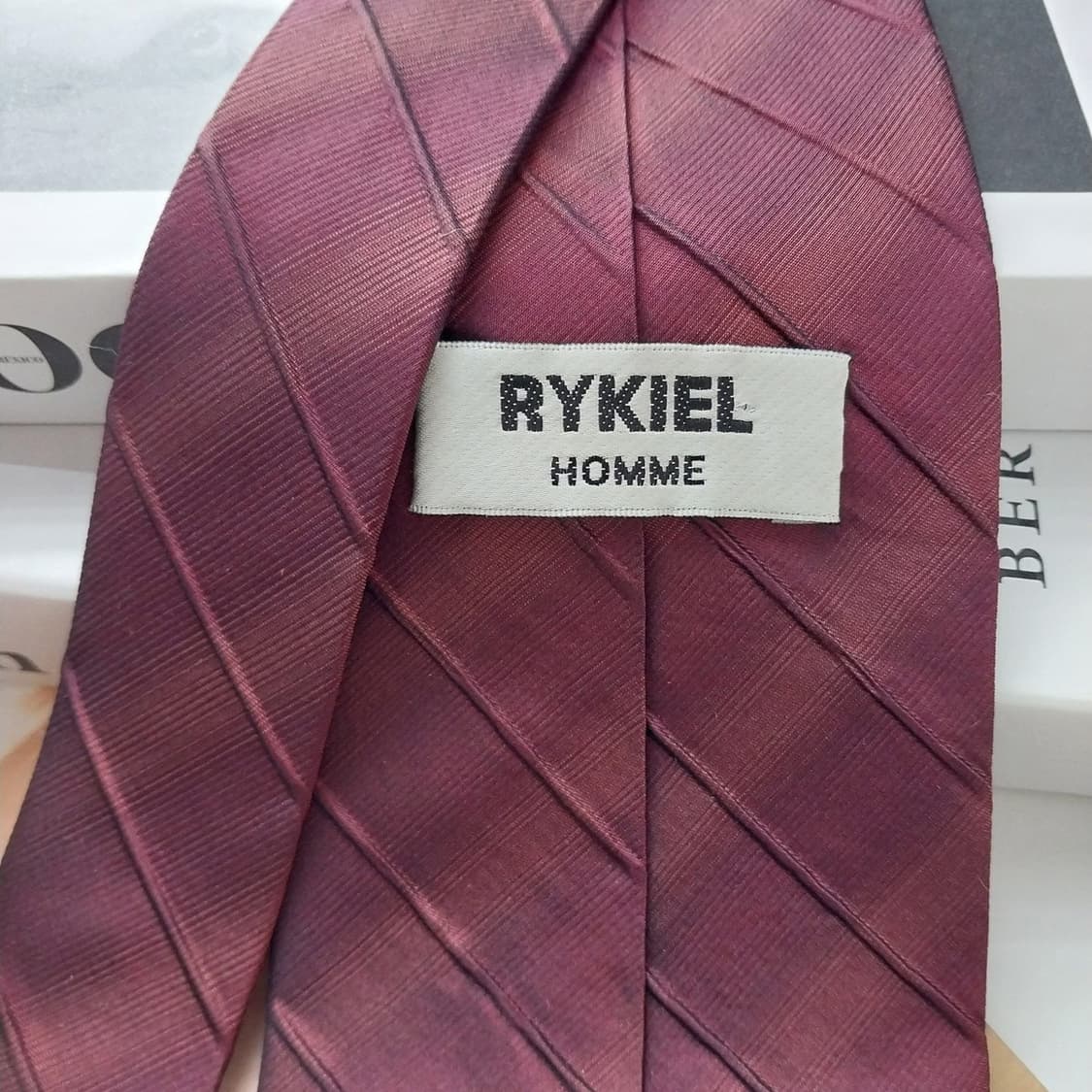 소니아 리키엘 실크 와인 스트라이프 넥타이 10cm A+등급  K1211 상품이미지5