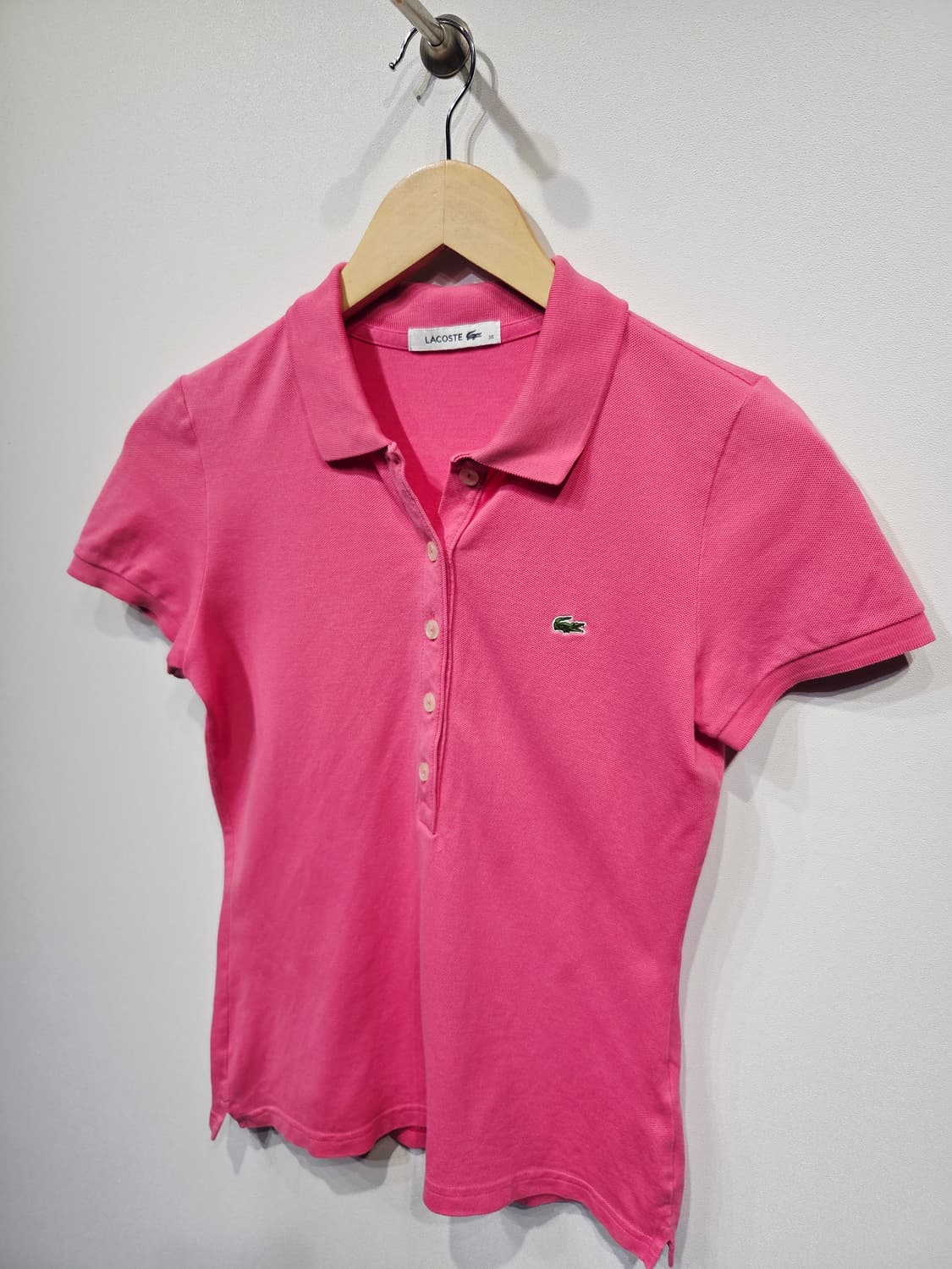라코스테. 여자 핑크 반팔 폴로티_호칭36 상품이미지4