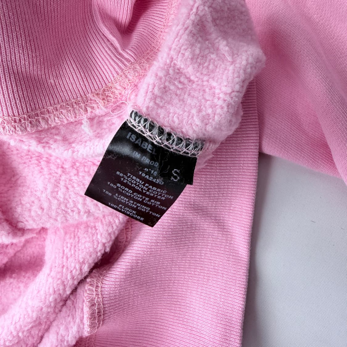 이자벨마랑 벨벳로고 연핑크 후드티셔츠 상품이미지4