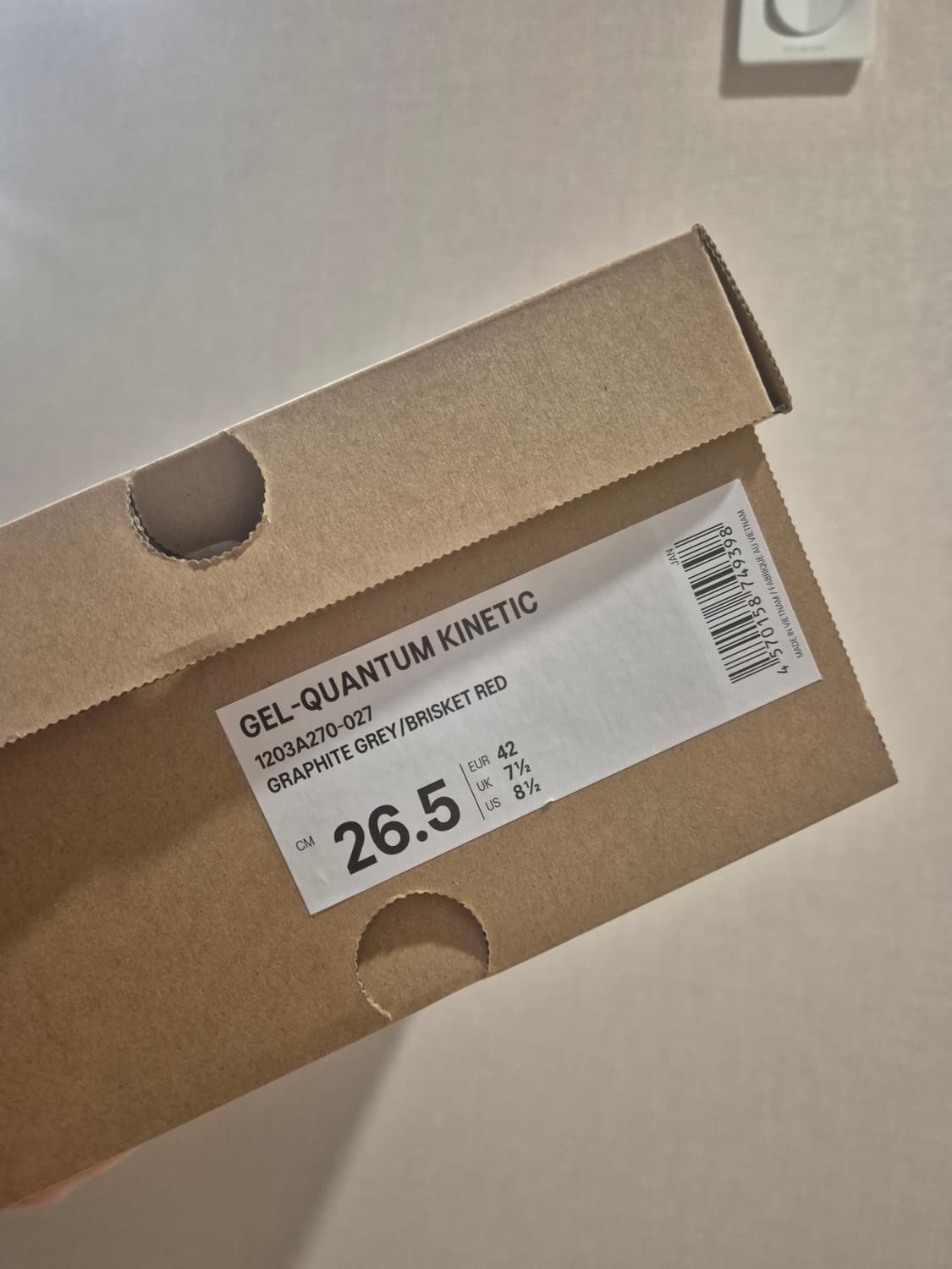 [새상품/265] 아식스 젤 퀀텀 키네틱 그래파이트 그레이/브리스킷 레드 상품이미지5