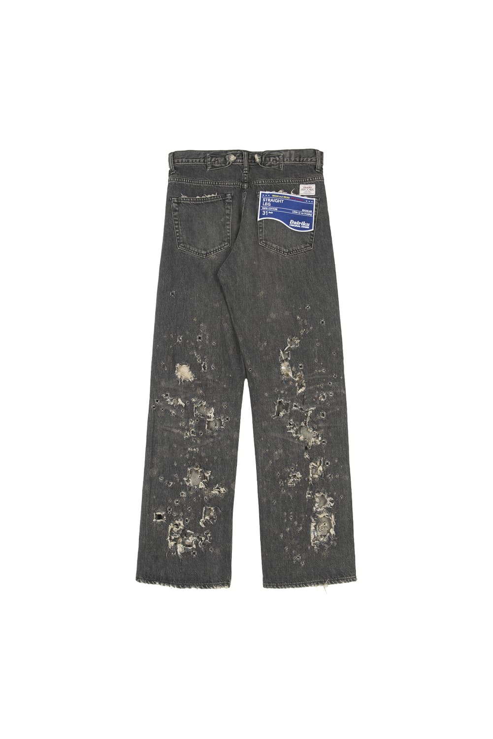 새상품 다이리쿠 데미지 블랙 스트레이트 데미지진 L 상품이미지2