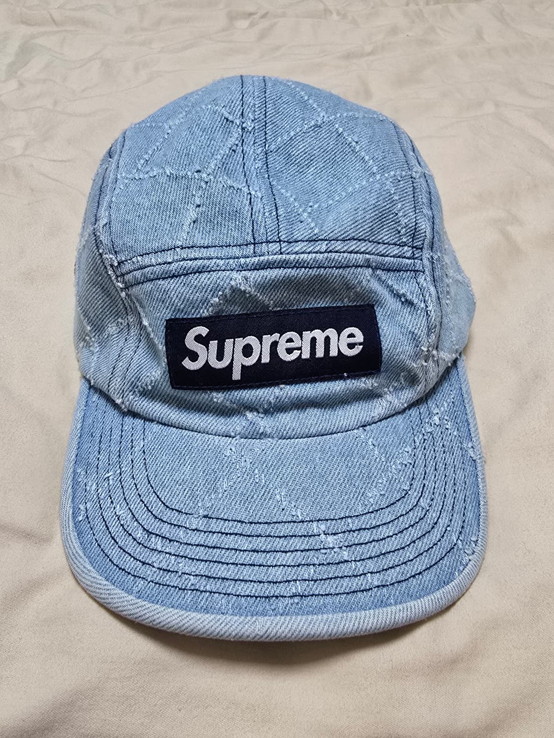 슈프림 펀치드 데님 캠프캡 워시드 인디고 상품이미지1
