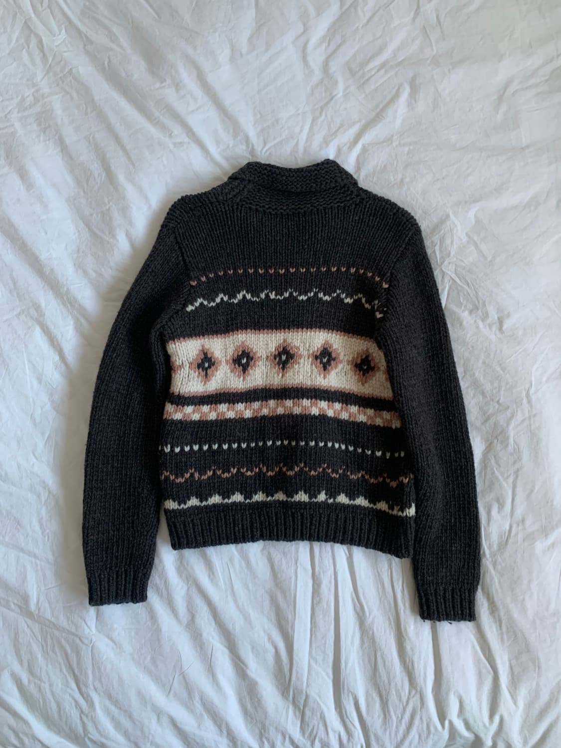 브라운 패턴 니트 집업 상품이미지5