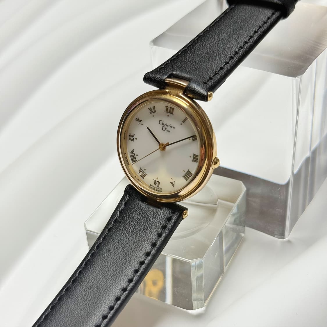 빈티지 Dior 크리스찬 디올 골드 라운드 로만 인덱스 워치 상품이미지4