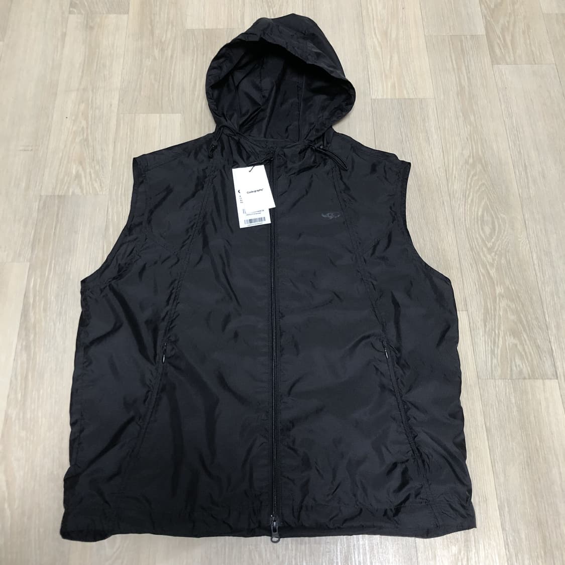 (M) 새상품 코드그라피 유틸리티 경량 후드 베스트 집업 블랙 상품이미지6