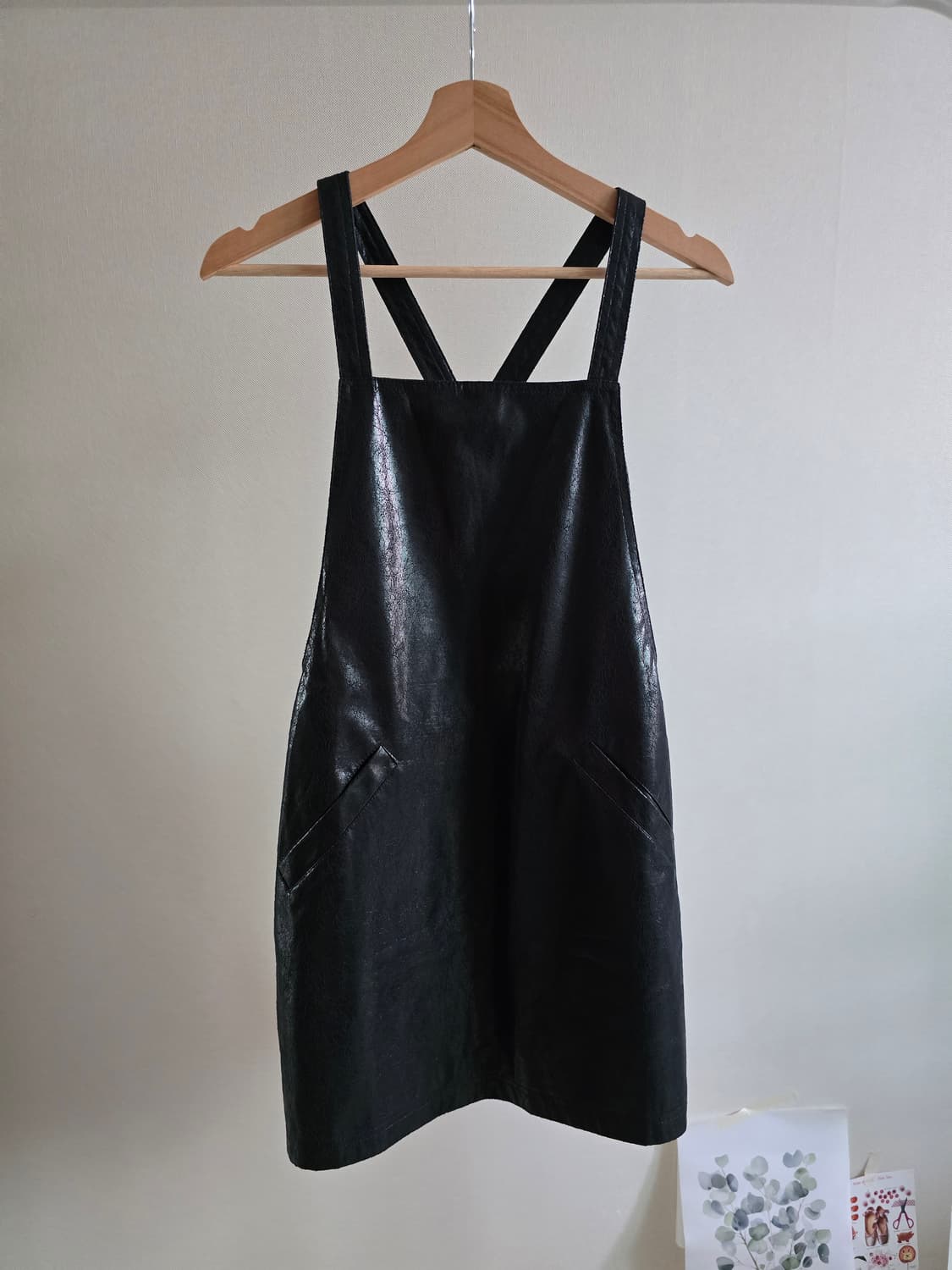 ASOS Petite 블랙 레더룩 점퍼스커트 상품이미지1