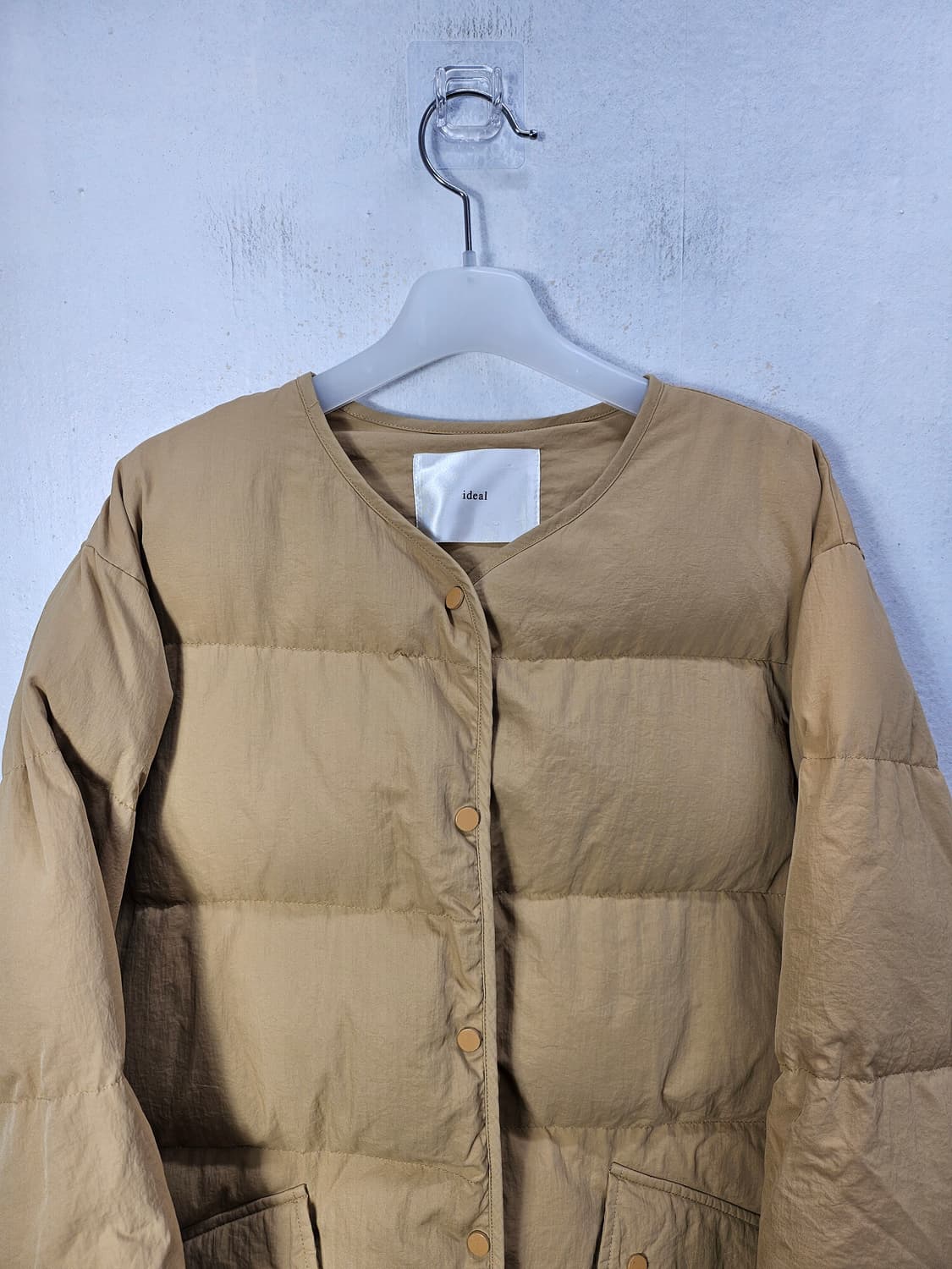 아이디얼 카멜브라운 포켓 숏패딩 77-88 새제품급 상품이미지3