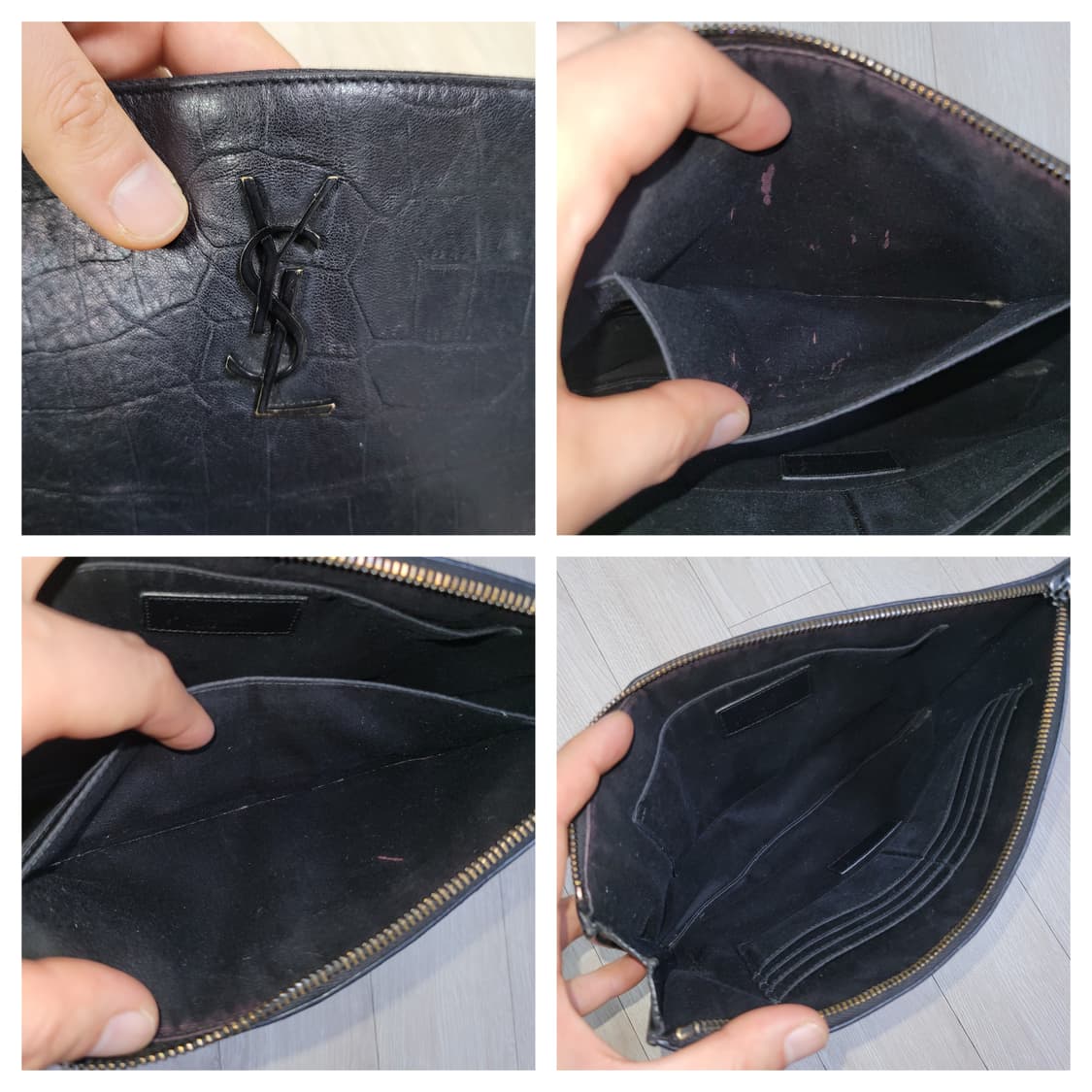 정품 생로랑 모노그램 레더 블랙 클러치 상품이미지3