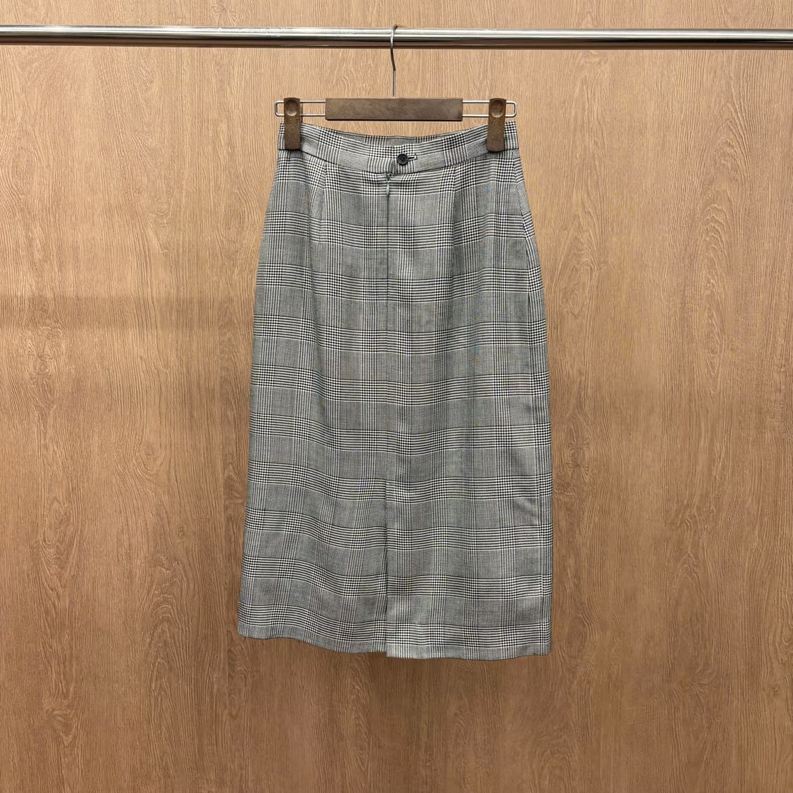 캘빈클라인 울 블렌드 미디 스커트 미니멀 글렌 체크 패턴 디테일 그레이 상품이미지3