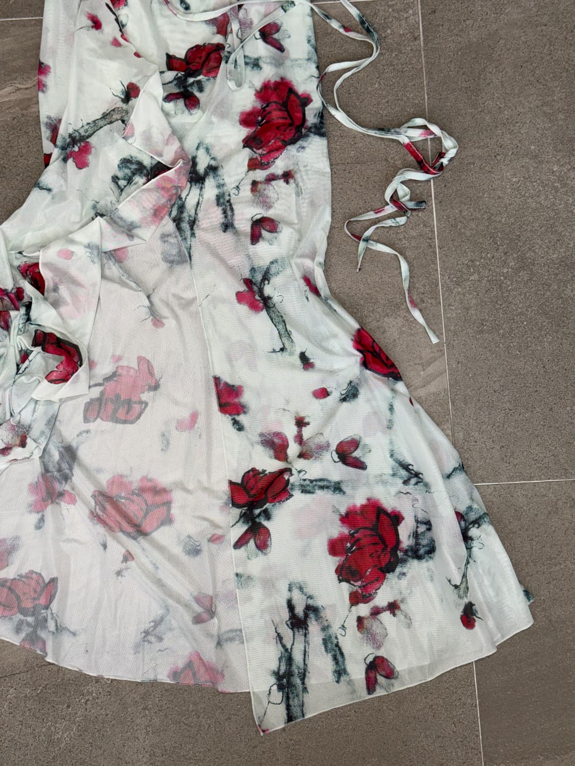 Sky blue oriental floral ruffle satin sk 상품이미지2