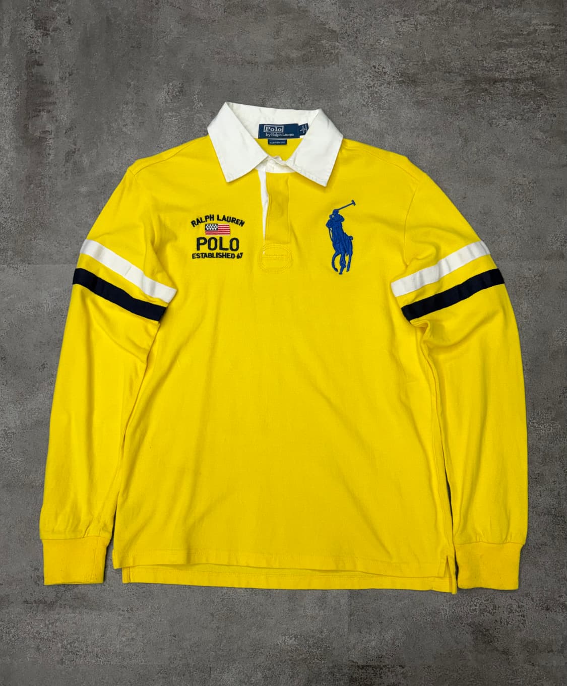 폴로 랄프로렌 빅포니 성조기 옐로우 럭비 셔츠 긴팔 상품이미지1