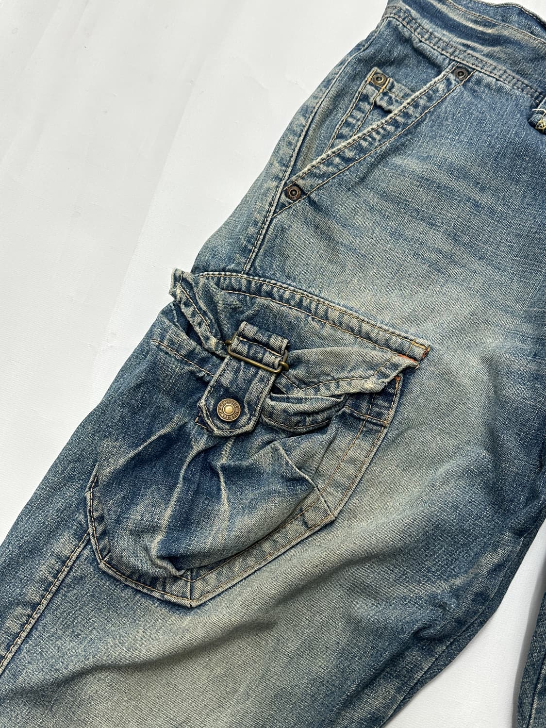 재팬 EDWIM 505 레귤러 스트레이트  7부 팬츠 빈티지 워싱 데님 상품이미지5