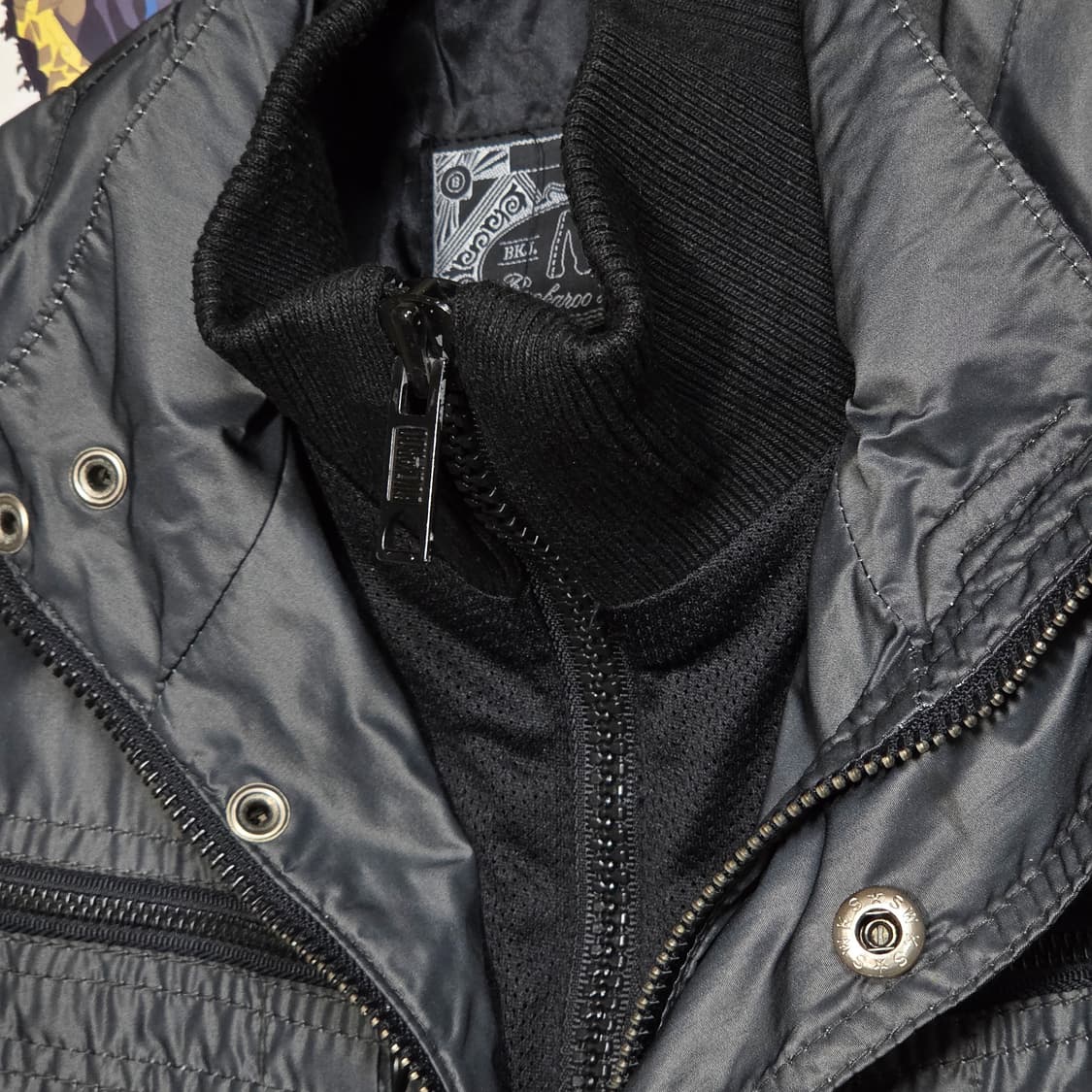 버커루 펑크 그레이 네이비 유광 레이어드 점퍼  상품이미지5