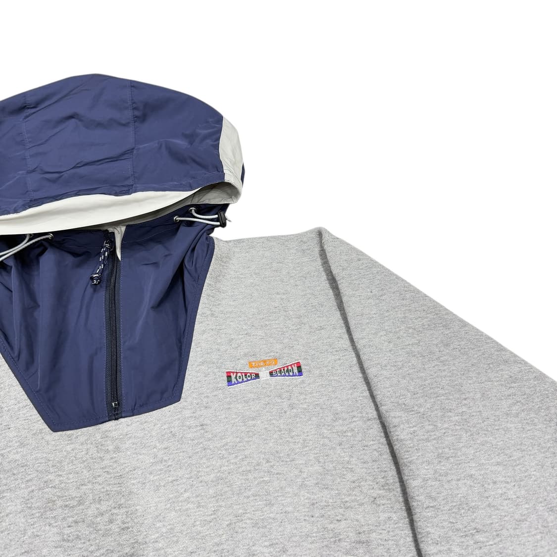 컬러 비콘 멀티컬러 그레이 네이비 반집업 기모 후드티 2 상품이미지2