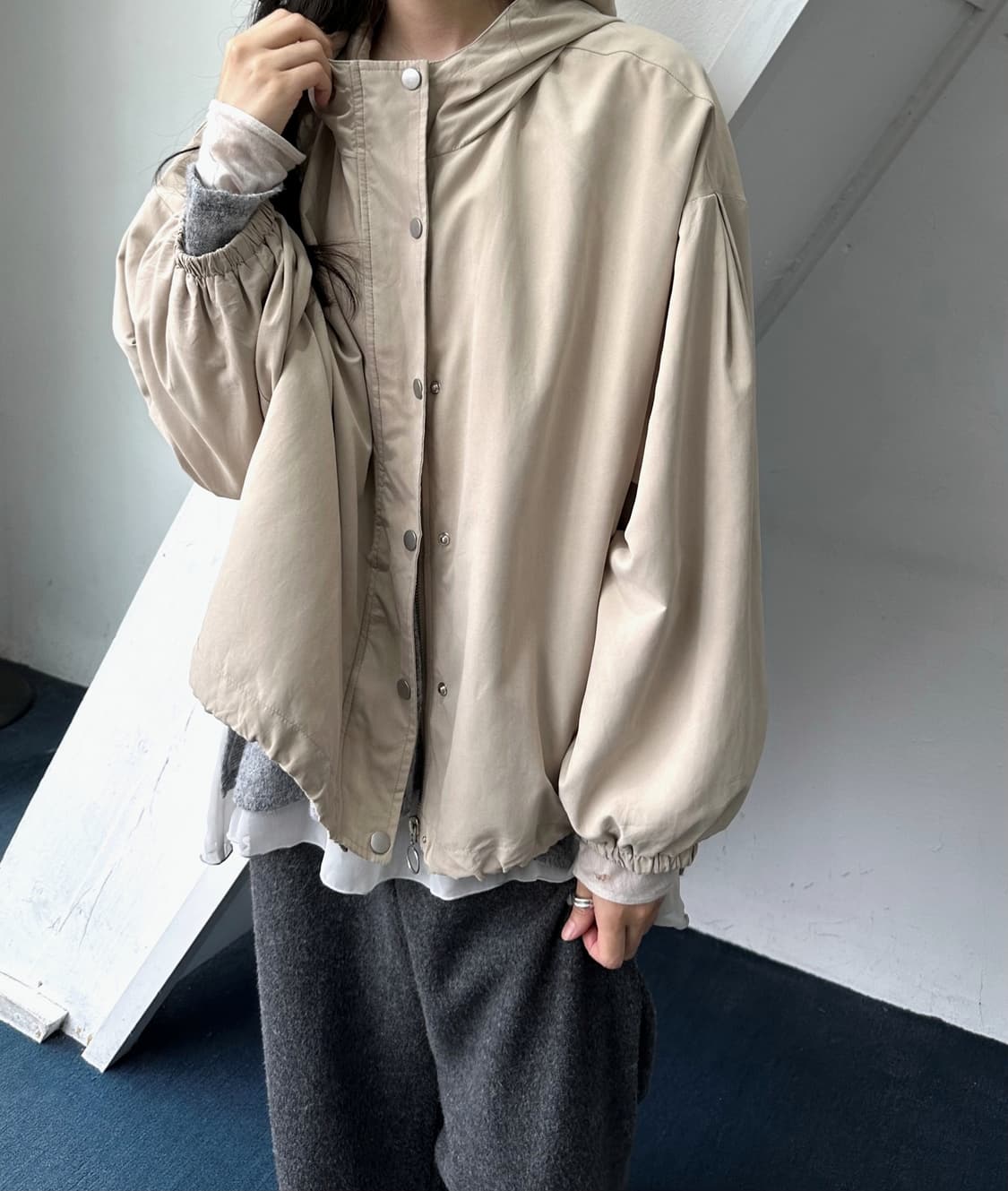 Poly nylon cropped wide parka 상품이미지8