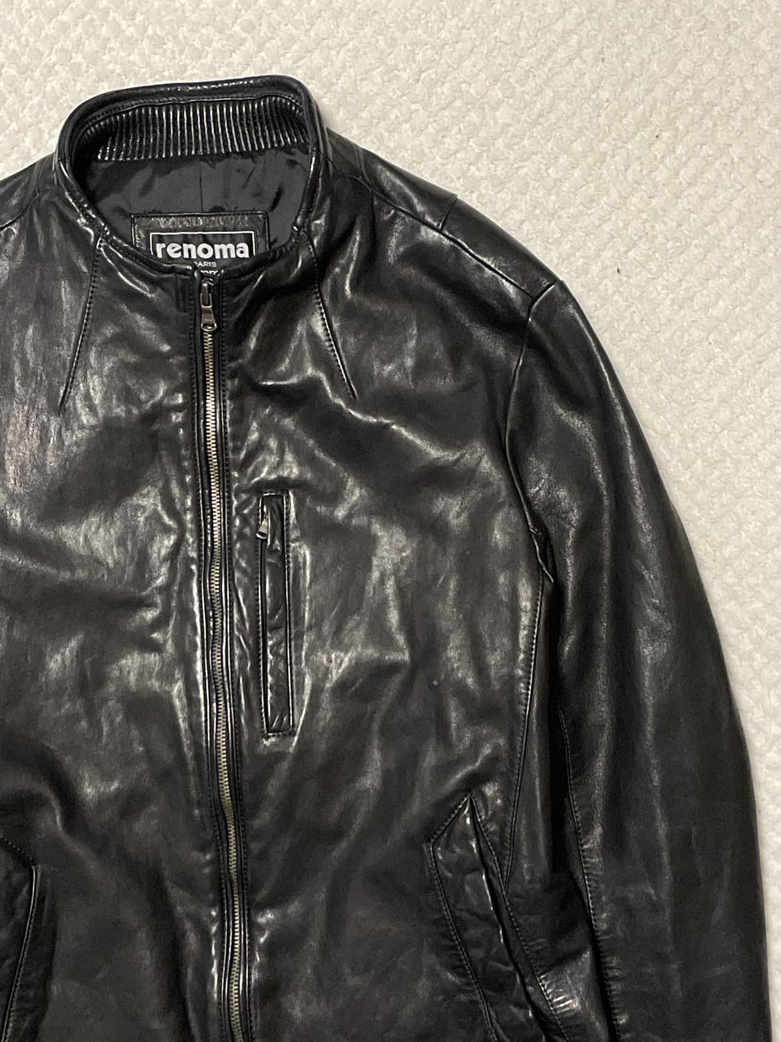 RENOMA 웨스턴 무드 램스킨 양가죽 바이커 절개 레더 자켓 상품이미지3