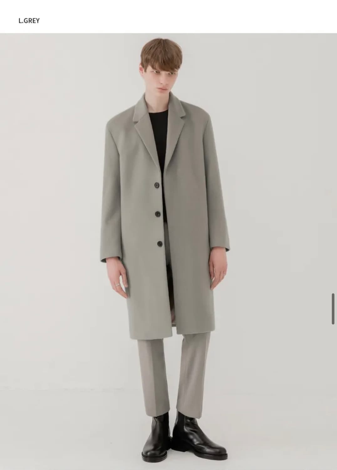 (새상품)(M) 드로우핏 캐시미어 20% 히든 싱글코트 L.GREY 판매 상품이미지1