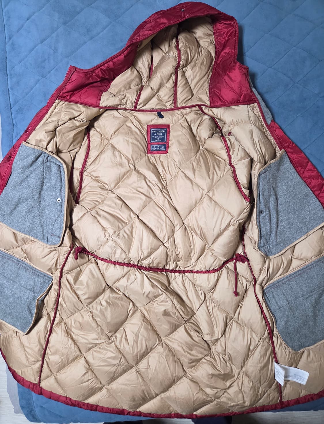 아베크롬비 레드 롱 퀼팅 자켓(롱패딩) 상품이미지4