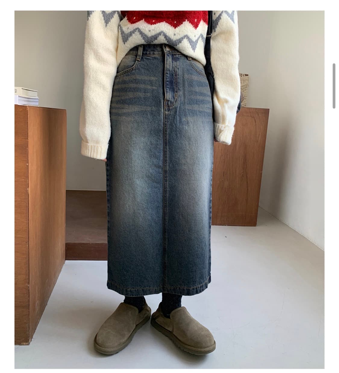 바온 데님 롱스커트 청치마 상품이미지1