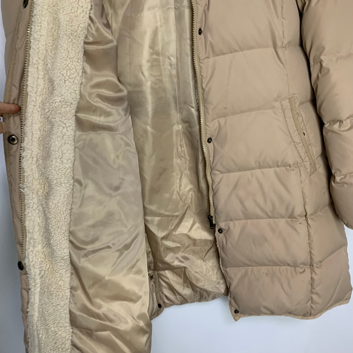 로렌 랄프로렌 후드 퍼 패딩 코트 베이지 여성 L 폴로여성 상품이미지6